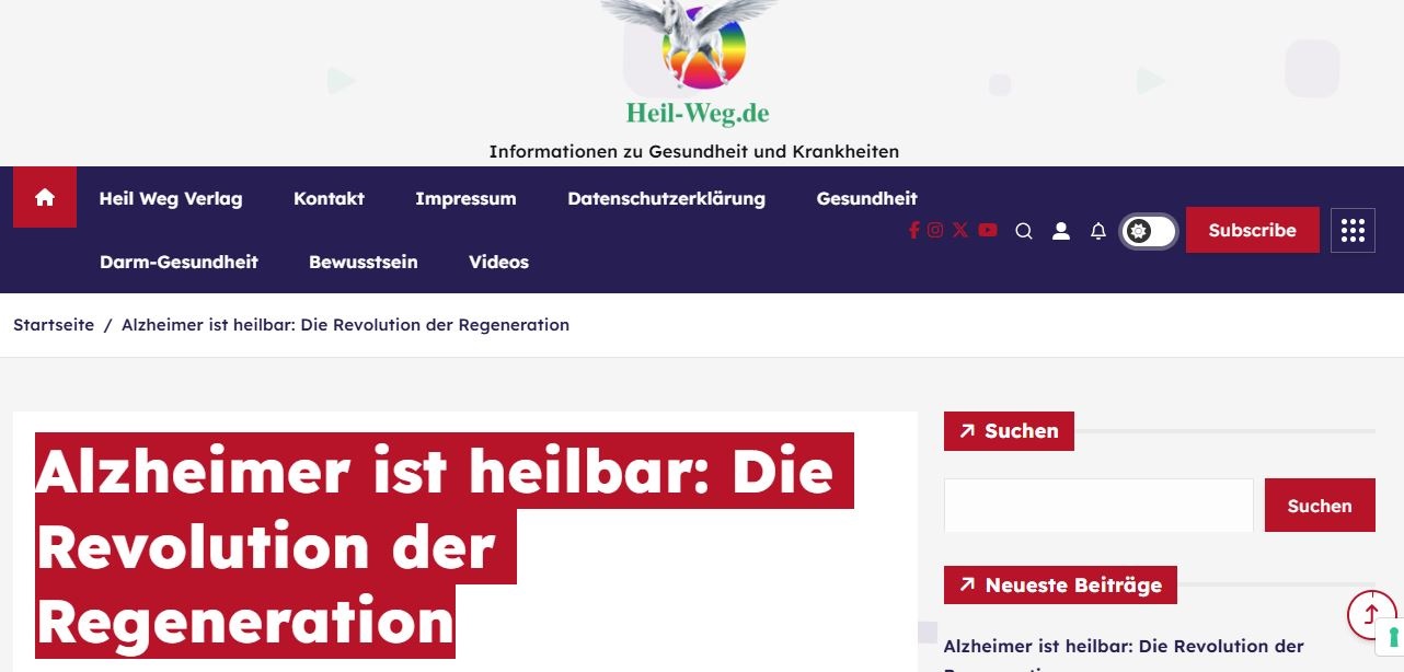 Neue Forschungsergebnisse Alzheimer und Demenz sind heilbat