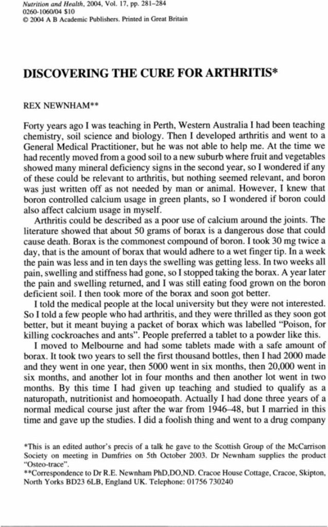 Borax natürliche Unterstützung bei Athritis